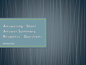 Answering *Short Answer Summary Response* Questions