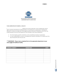 Clinical Agency Specific Orientation