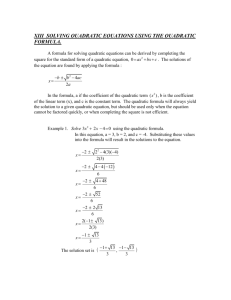 xiii solving quadratic equations using the quadratic formula