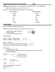 Study Guide: Integers and Integer Operations