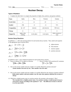 Worksheet - Radioactive Decay + Fission/Fusion KEY