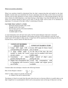 Wheel over position calculation: