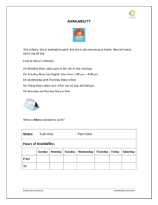 Mary`s availability worksheet