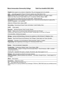 Maria Immaculata Community College Sixth Year booklist 2015-2016