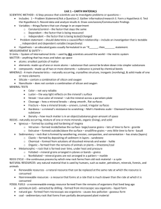 Unit 1 – EARTH MATERIALS SCIENTIFIC METHOD – 6 Step