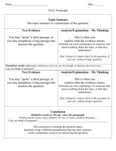 Analysis/Explanation – My Thinking