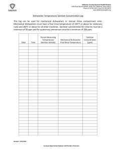 Dishwasher Temperature/ Sanitizer Concentration Log