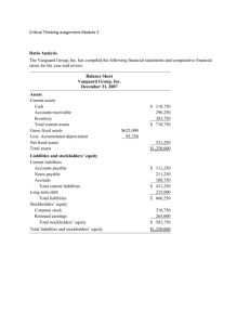 Critical Thinking assignment Module 2 Ratio Analysis The Vanguard