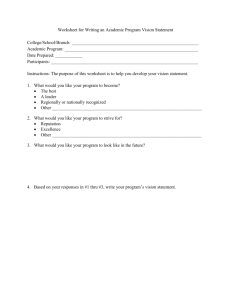 Appendix 2C: Worksheet for Writing an Academic Program Vision