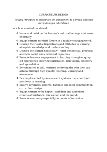 CURRICULUM DESIGN 10 Key Principles to guarantee an