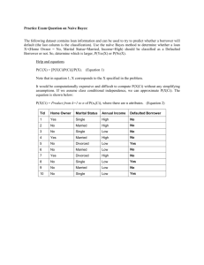 Practice Exam Question on Naive Bayes: The following dataset