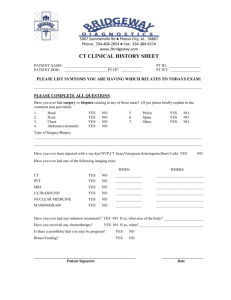 MRI * PATIENT HISTORY/SCREENING