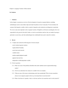 Chapter 6, Language Variation: Online material For Students