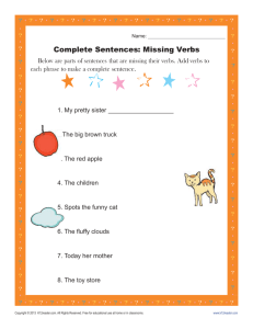 Complete Sentences: Missing Verbs | Sentence Structure Worksheets