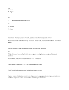 5 Themes R – Region H> - Human/Environmental Interaction E> L