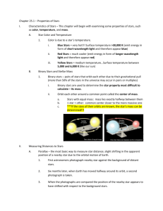 Chapter 25.1 – Properties of Stars I. Characteristics of Stars – This