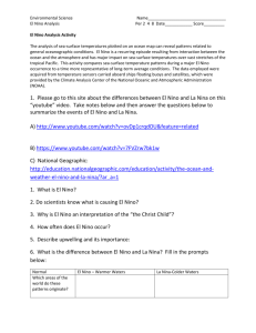 El Nino Analysis Worksheet