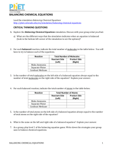 Balancing Chemical Equations