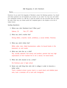 A&E Biography of John Steinbeck Guiding Questions Answer Key