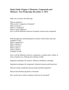 Study Guide Chapter 4 Elements, Compounds and Mixtures