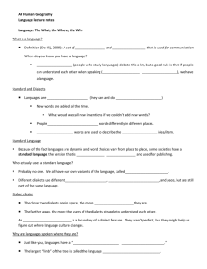 Language Notes - AP Human Geography