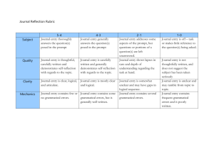 Journal Reflection Rubric