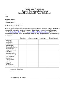 Cambridge Programme Teacher Recommendation Form Pasco