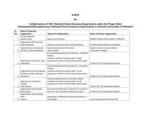 Joint Ventures of Selected Departments with other organizations