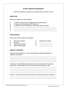 SCHOOL MEETING WORKSHEET