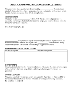 ABIOTIC AND BIOTIC INFLUENCES ON ECOSYSTEMS teacher