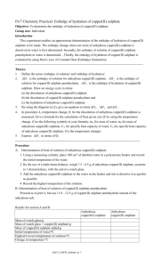 Determination of the heat of hydration of copper(II) sulphate