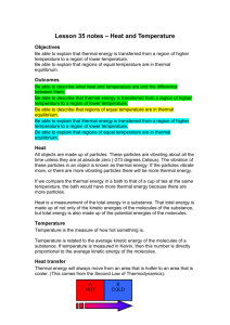 Lesson 35 notes – Heat and Temperature - science