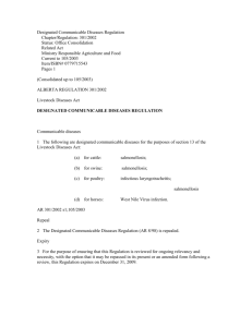 Designated Communicable Diseases Regulation