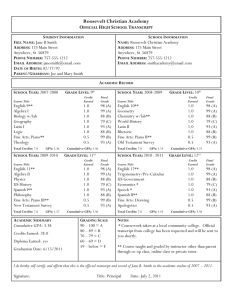 Sample Transcript - Scholarship Gold