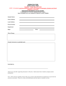 Dean`s Essay Award Nomination Form