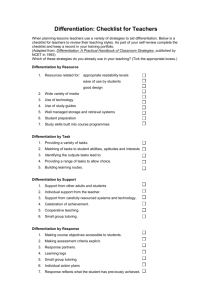 Differentiation: Checklist for Teachers