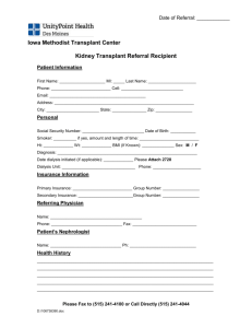 Kidney Transplant Referral Recipient Form