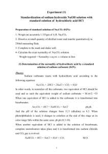 Experiment (1) Standardization of sodium hydroxide NaOH solution