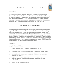 Back Titration: Analysis of a Commercial Antacid