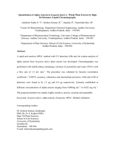 Quantitation of Alpha Amyrin in Scoparia dulcis L