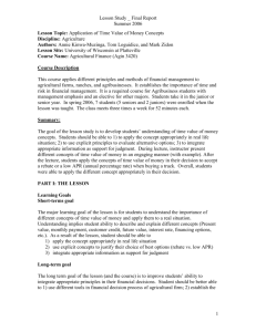 Lesson Topic: Application of Time Value of Money Concepts