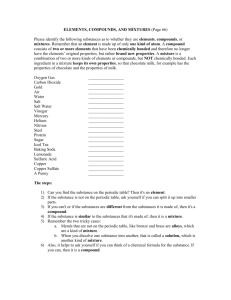 ELEMENTS, COMPOUNDS, AND MIXTURES