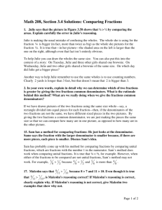 Math 208, Section 3.4 Solutions: Comparing Fractions