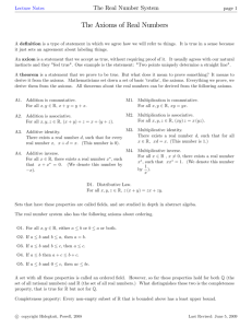 The Axioms of Real Numbers