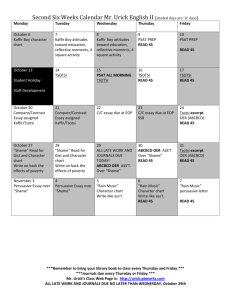 Second Six Weeks Calendar Mr. Urick English II (shaded days are