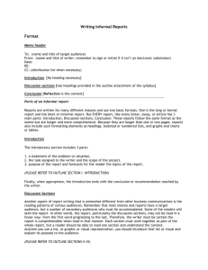 Writing Informal Reports Format