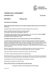 THINKING SKILLS ASSESSMENT SECTION 2 Writing Task