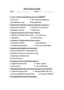 MCQ exam in Cestoda