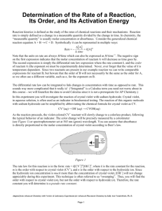 Determination of the Rate of a Reaction, Its Order, and Its Activation