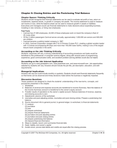 Chapter 6: Closing Entries and the Postclosing Trial Balance